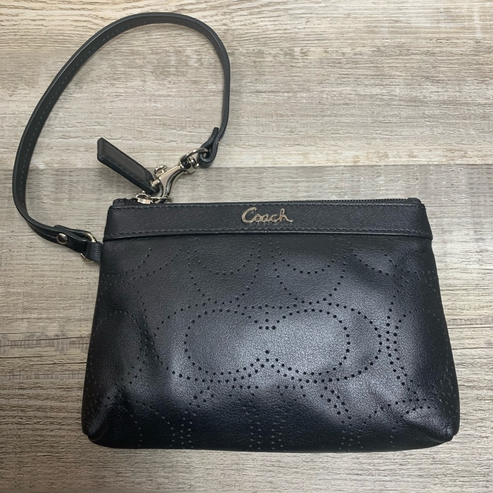Coach Leather Black Wristlet/Clutch